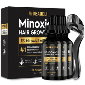 Beaueli Minoxidil bottle close-up for daily use and fuller appearance