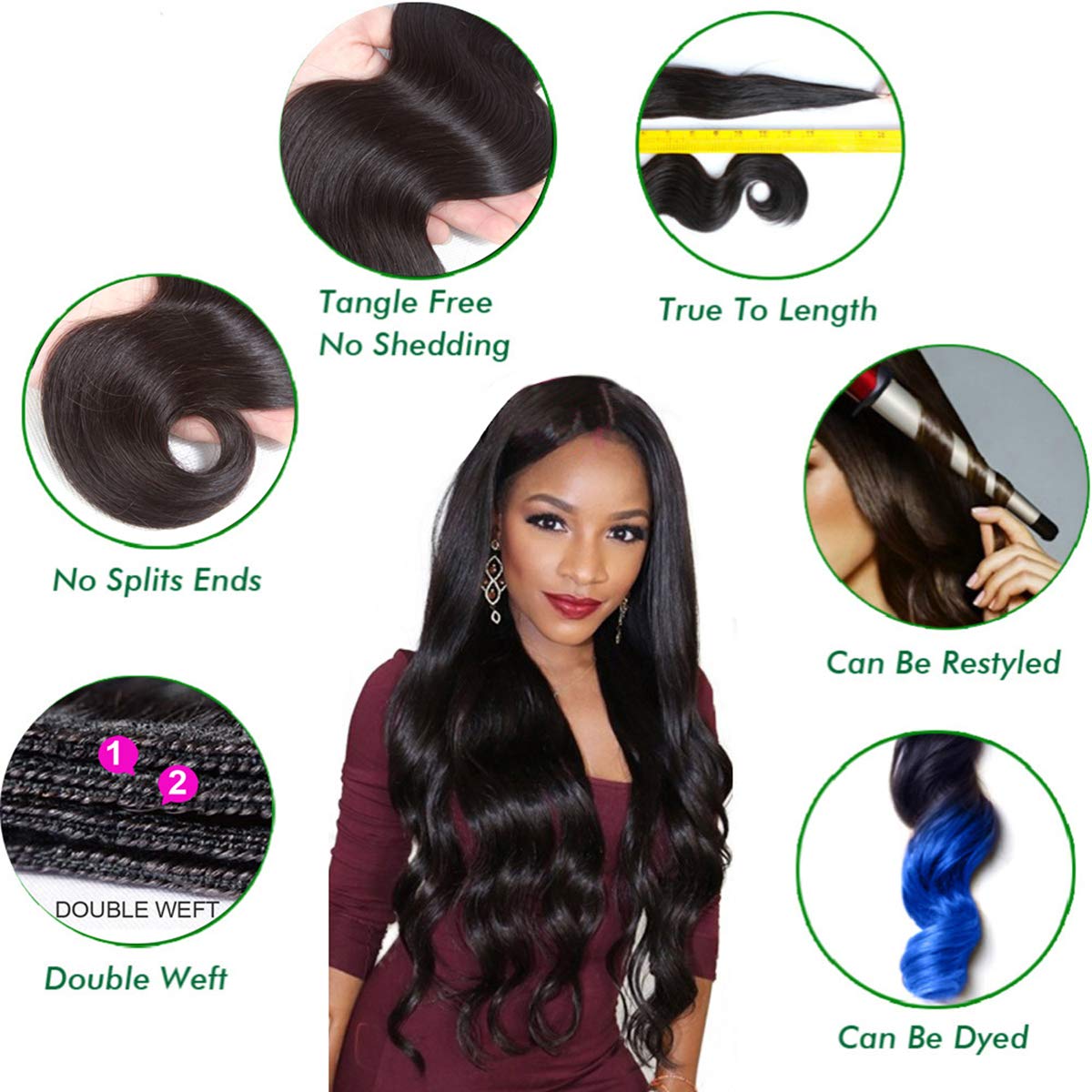 Beauhair bouncy shiny wave texture enhances natural volume.