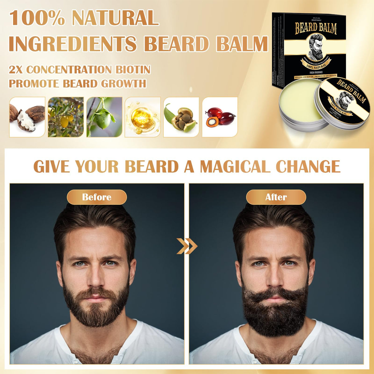 Beauntangly beard balm daily use for softer, controllable beard