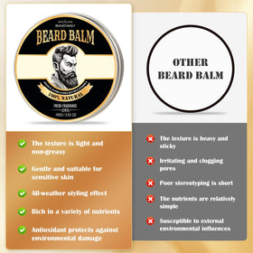 Beauntangly beard balm packaging close-up with label details