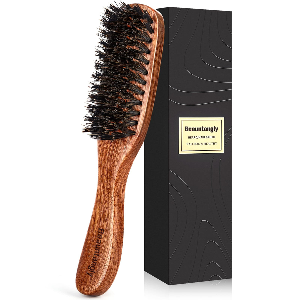 Beauntangly boar bristle brush close up showing natural oil distribution for shine