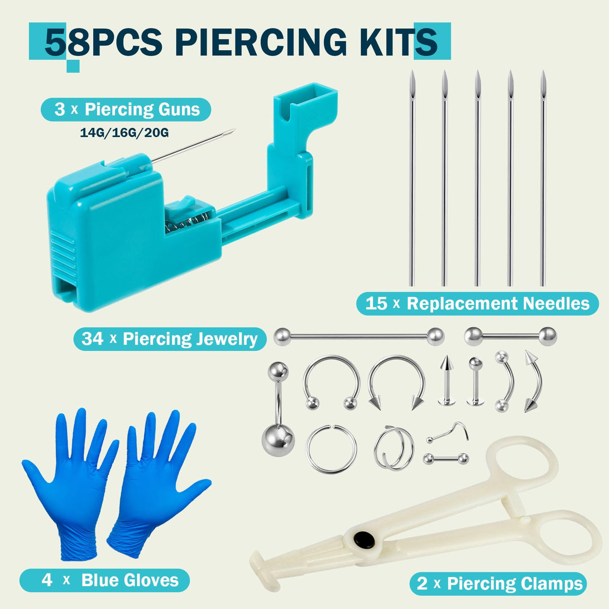 Beautidots 20g piercing gun supports fast at-home piercing.