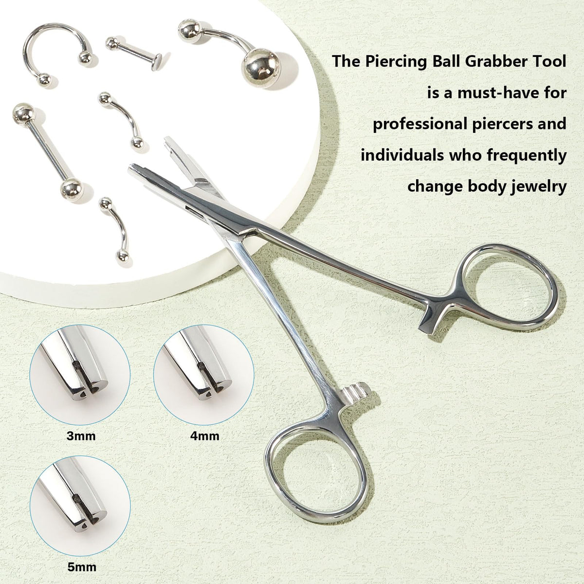 Beautidots ball grabber tool front angle with ergonomic grip.