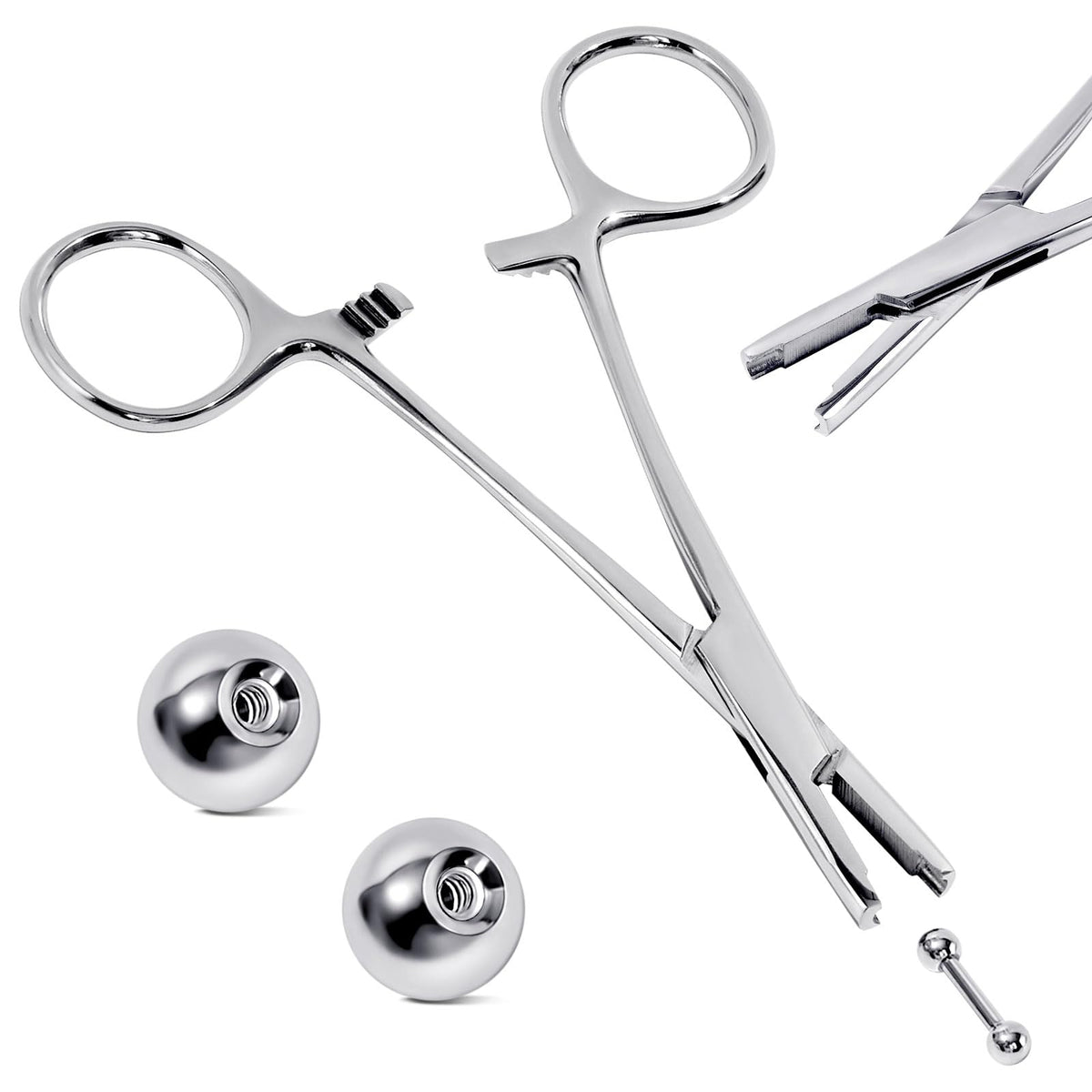 Beautidots piercing ball grabber in use promotes clean jewelry changes.