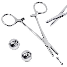 Beautidots piercing ball grabber in use promotes clean jewelry changes.