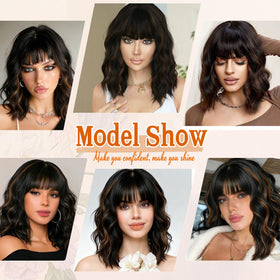 Beautier bangs wig color options available to match styles.