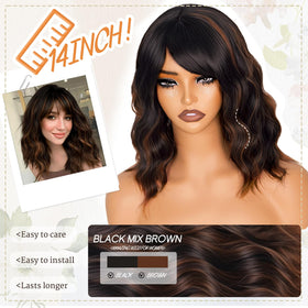 Beautier wig back view highlighting layered bob and even color throughout.