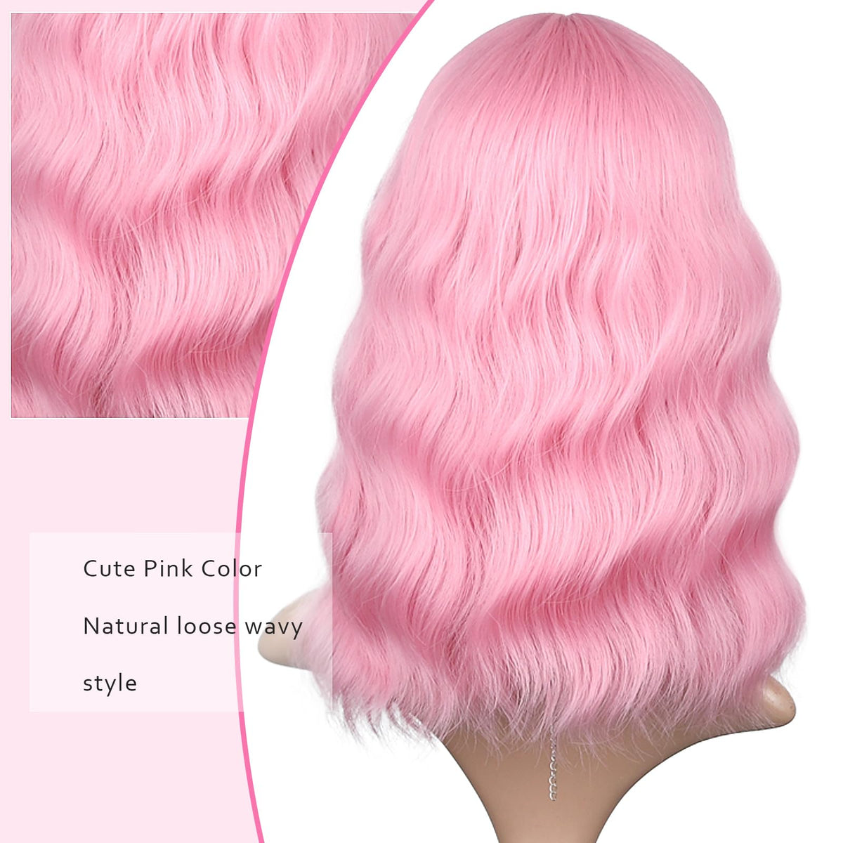 BEAUTIFA pastel pink wig with bob cut offering classic yet edgy look.