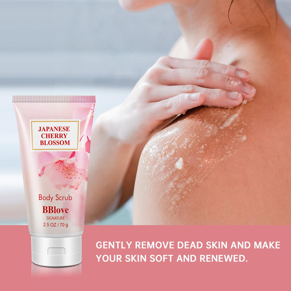 Beautifier Life exfoliating scrub with Japanese Cherry Blossom for gentle exfoliation.
