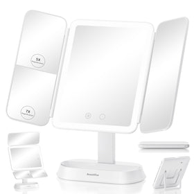 Beautifive lighted makeup mirror with 7x side magnification for precise brow work.