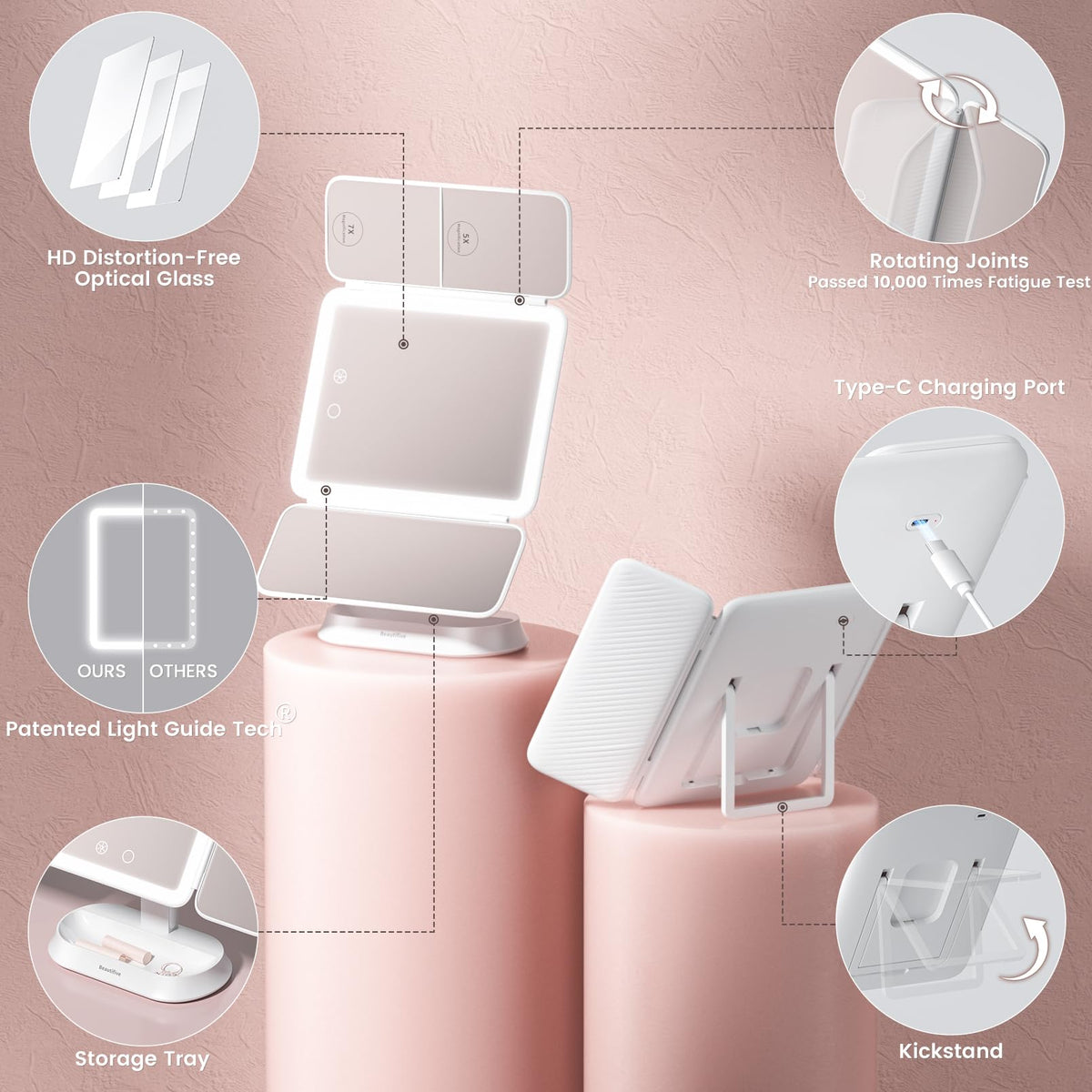 Beautifive built-in storage base with non-slip design for stable use.