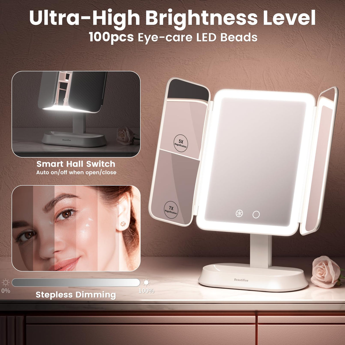 Beautifive tri-fold design protects against dust and scratches during use and travel.