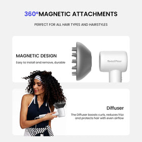 Diffuser and 360° nozzle enable versatile styling with BeautiFlow.