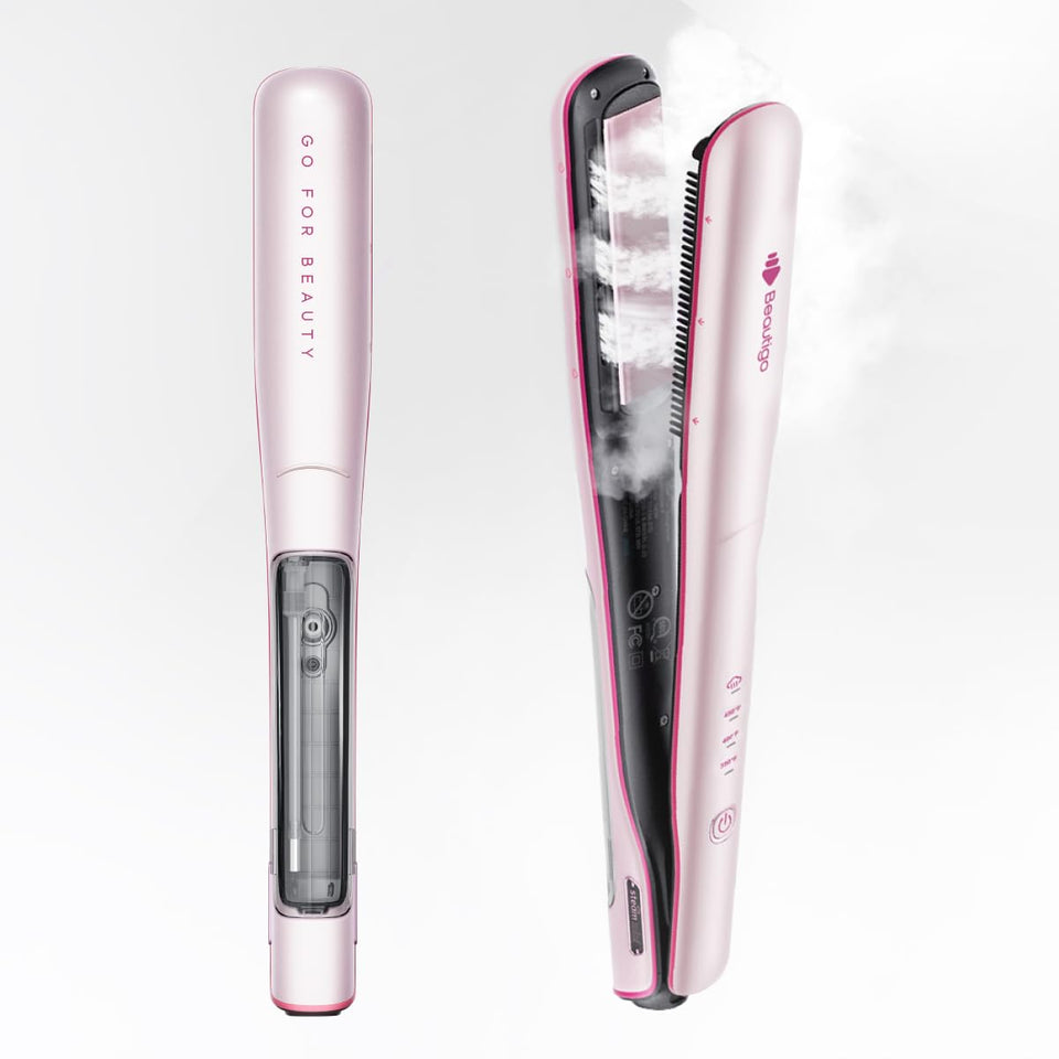 Beautigo steam release action shown during styling for hydrated results