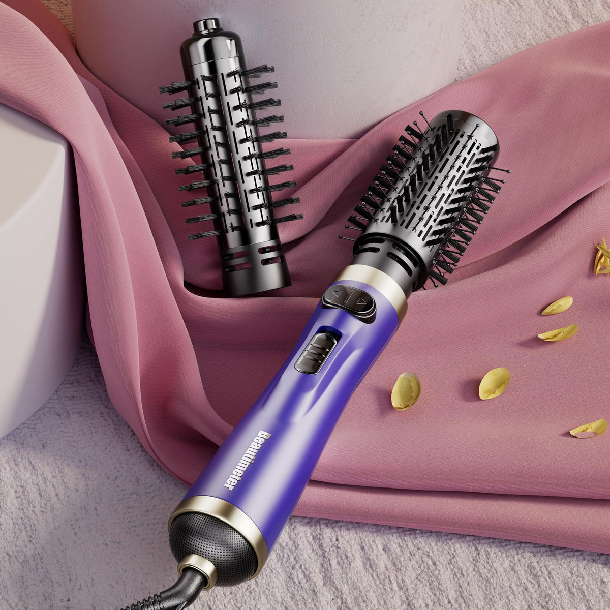 Beautimeter brush with one-point-five-inch barrel for short, chic styles.
