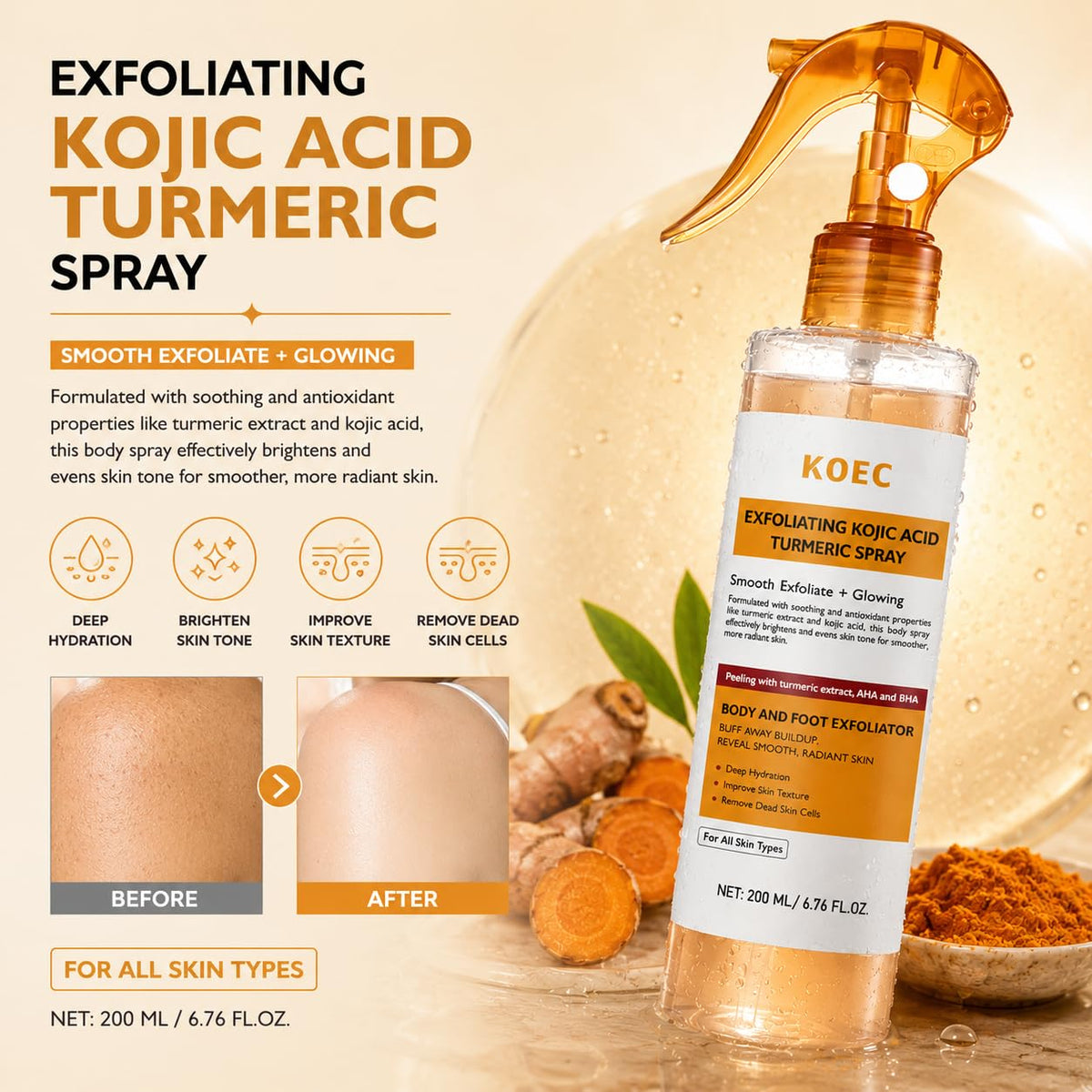 Beautivana KOEC Kojic brightening formula reduces visible spots.