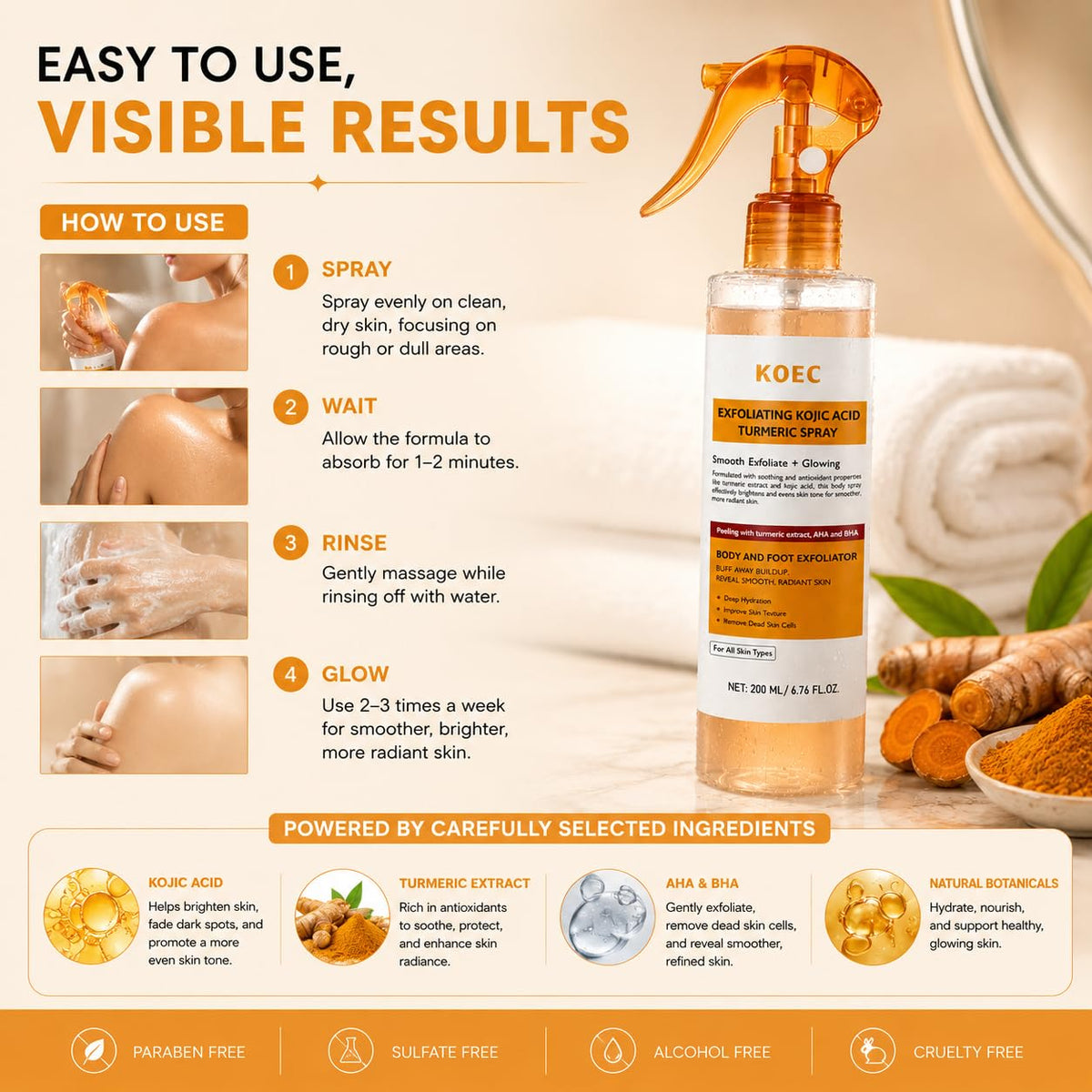 Beautivana KOEC Retinol nourishing skin spray demonstrates smoothing glow.