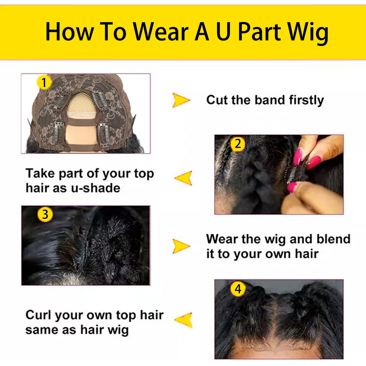 Beautkol U Part wig natural black color blends seamlessly with darker tones.