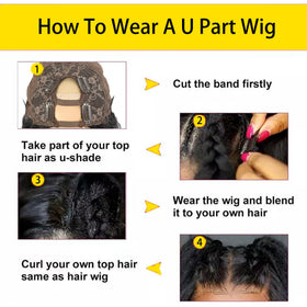 Beautkol U Part wig natural black color blends seamlessly with darker tones.