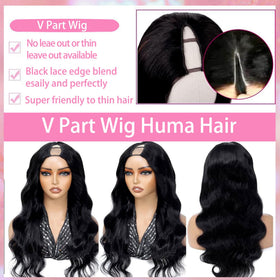 Beautkol V Part Wig body wave 18 inch side view highlights versatile styling