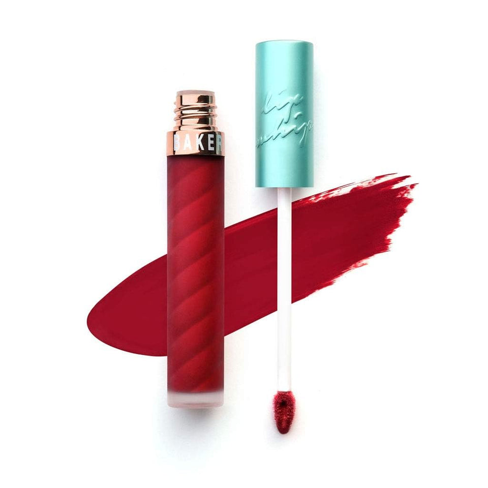 Beauty Bakerie Lip Whip Cranberry Stiletto tube shows bold matte color for daily wear