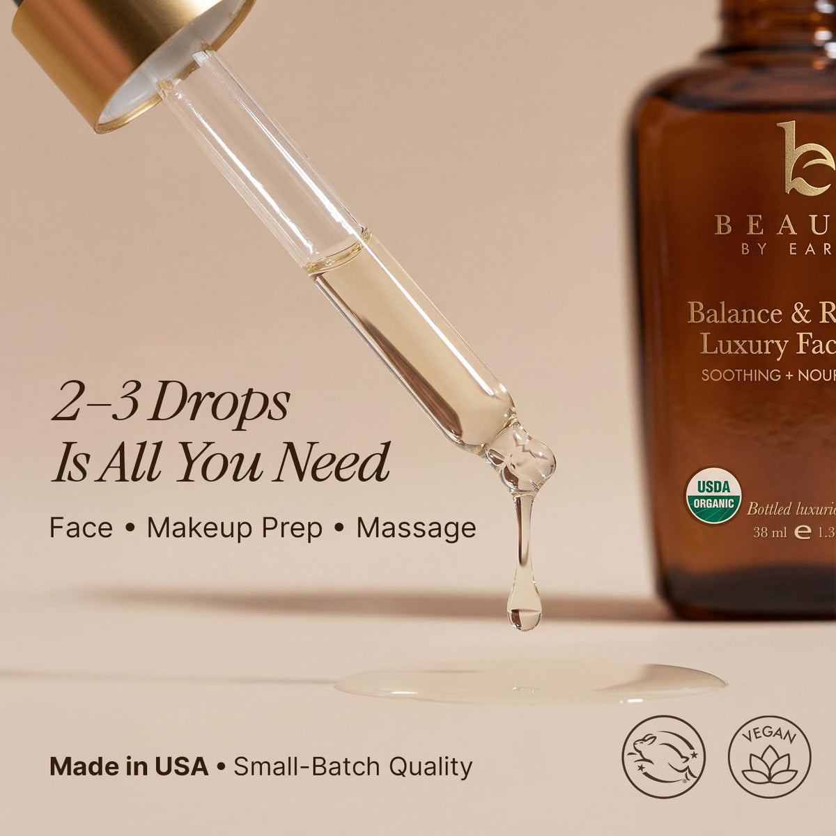 Beauty by Earth application ritual demonstrates a gentle skin care step.