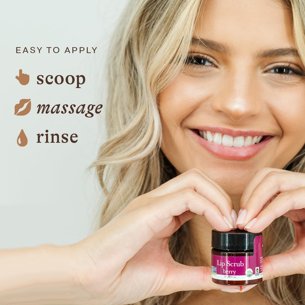 Beauty by Earth Berry Lip Scrub shows nourishing oils inside.