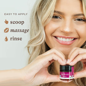 Beauty by Earth Berry Lip Scrub shows nourishing oils inside.