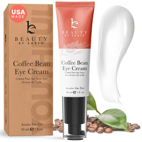 Beauty by Earth caffeine eye cream tube for depuffing and brightening under-eye area