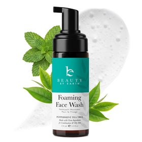 Beauty by Earth foaming face wash bottle front for gentle daily cleansing.