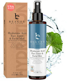 Beauty by Earth Hyaluronic Toner bottle for hydrated, radiant skin