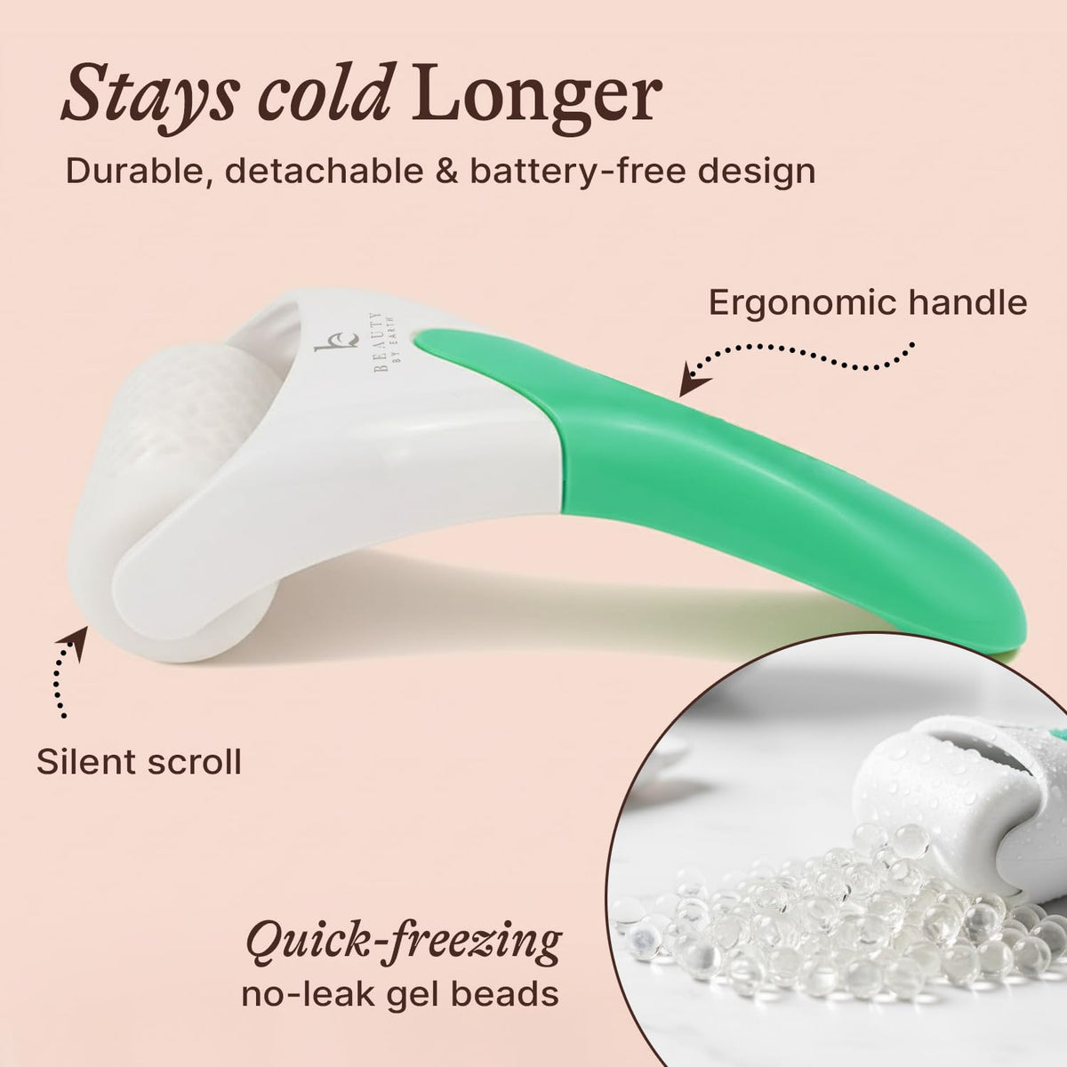 Beauty by Earth Ice Roller soothes jaw and cheek areas with cool massage.