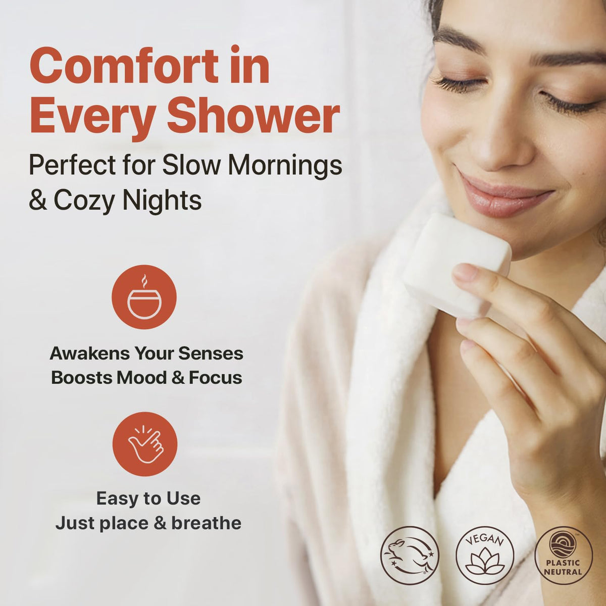 Beauty by Earth large shower tablet dissolving to release long-lasting fragrance.