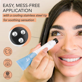 Beauty by Earth lightweight gel texture refreshes the under-eye area for daily use.