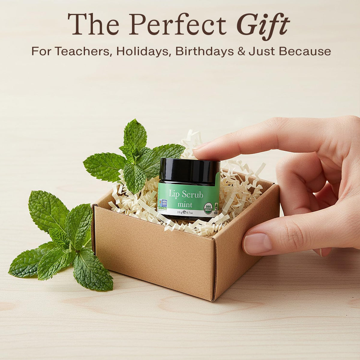 Beauty by Earth mint lip scrub applying on lips offers refreshed feel