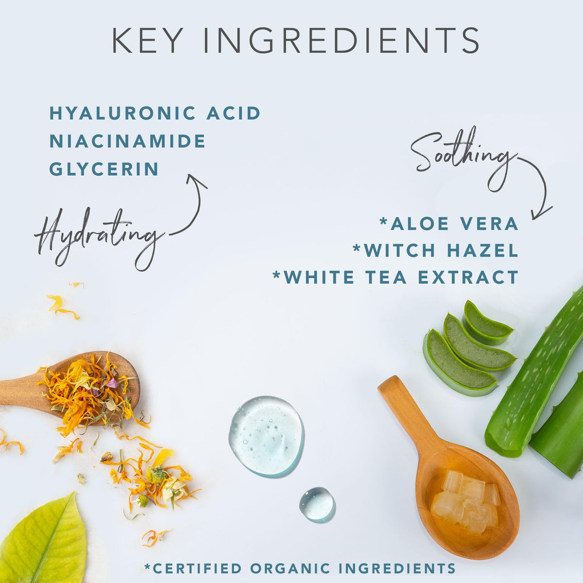 Beauty by Earth Hyaluronic Toner ingredients closeup with niacinamide