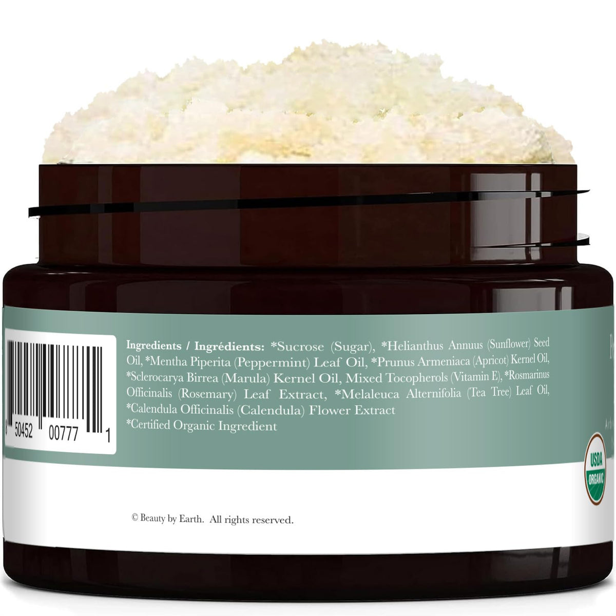 Beauty by Earth Peppermint Tea Tree Sugar Scrub application on foot reveals smooth skin.