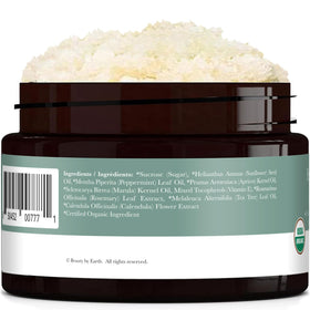 Beauty by Earth Peppermint Tea Tree Sugar Scrub application on foot reveals smooth skin.
