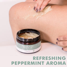 Beauty by Earth Peppermint Tea Tree Sugar Scrub in shower promotes everyday self-care moments.