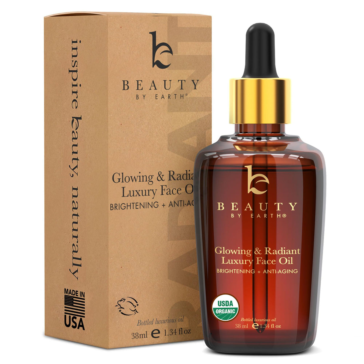 Beauty by Earth USDA Organic Face Oil bottle for deep hydration.