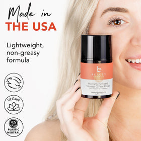 Beauty by Earth Vitamin C Face Cream applied on hand, quick absorption