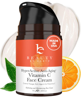 Beauty by Earth Vitamin C Face Cream jar close-up for a radiant complexion