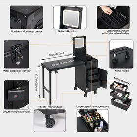 Beauty Case detachable mirror for client checks and quick styling adjustments.