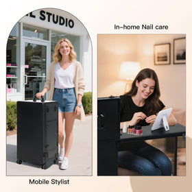 Beauty Case foldable nail tabletop saves space in tight work areas.