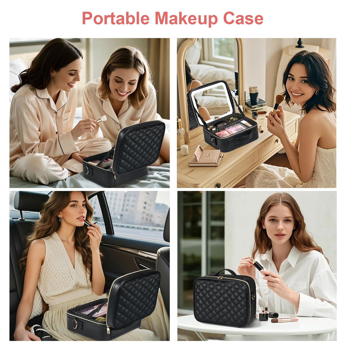 BEAUTY CASE includes accessories for convenient setup during trips.