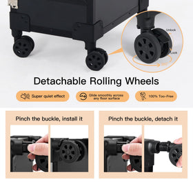 Beauty Case nail desk with wheels for easy on-site transport.