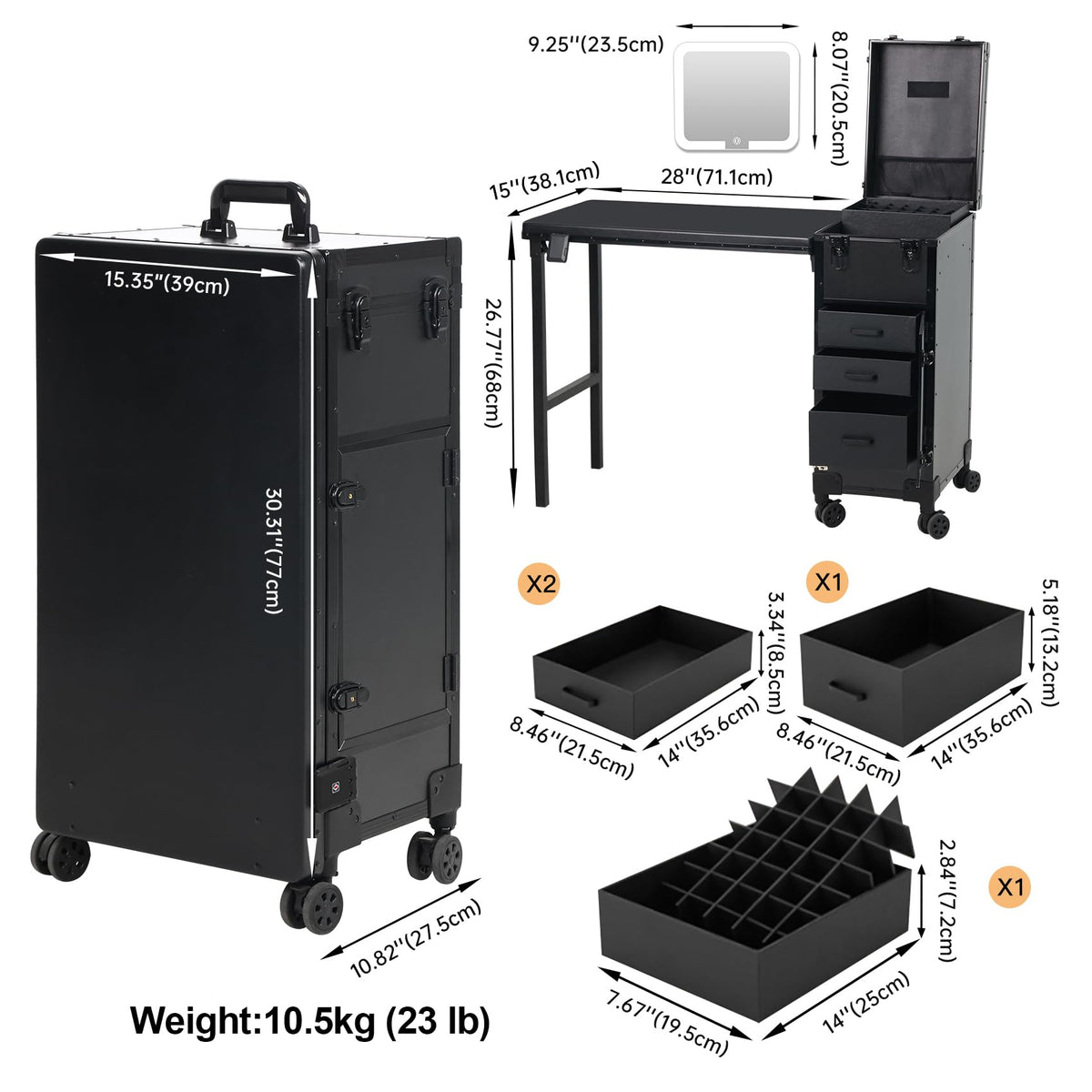 Beauty Case professional nail desk designed for mobile or fixed salon setups.