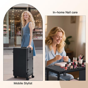 Beauty Case rolling desk with large drawers for storage.