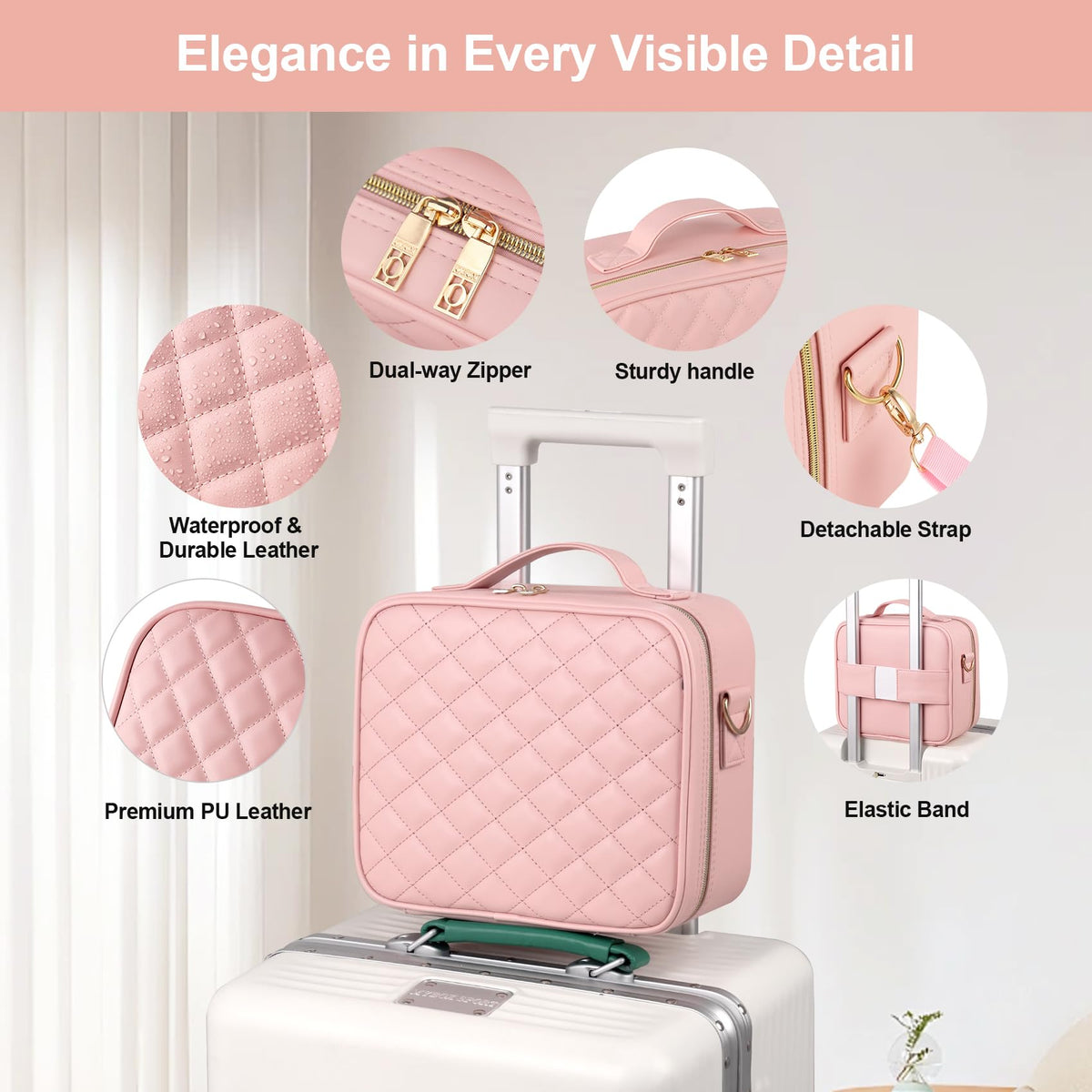 BEAUTY CASE travel bag shown for easy packing and portability.