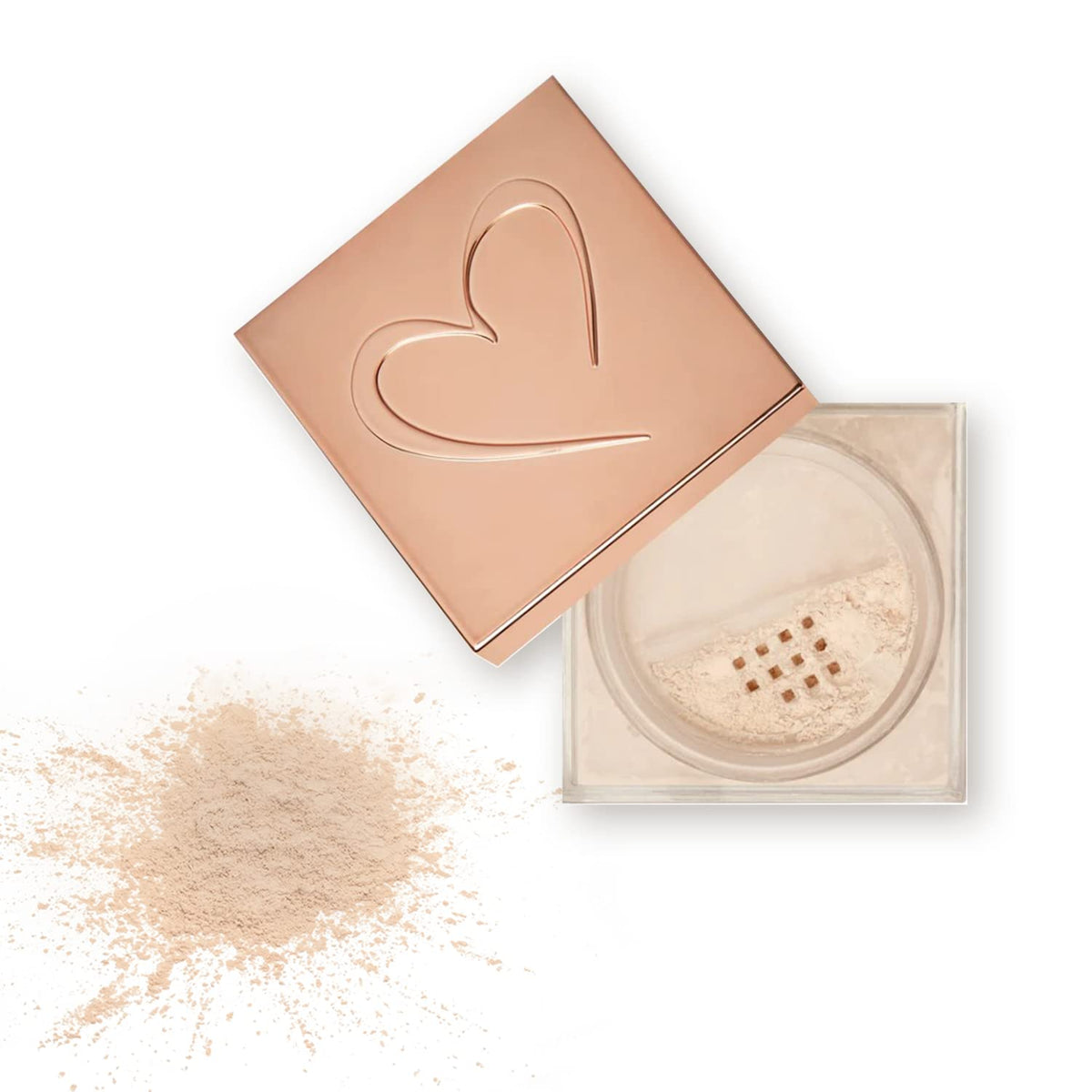 Beauty Creations loose setting powder being applied for seamless finish on skin